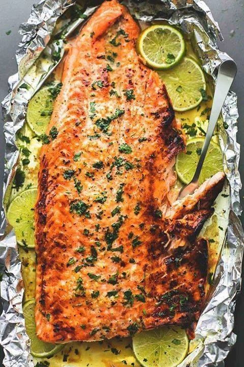 BAKED HONEY CILANTRO LIME SALMON IN FOIL