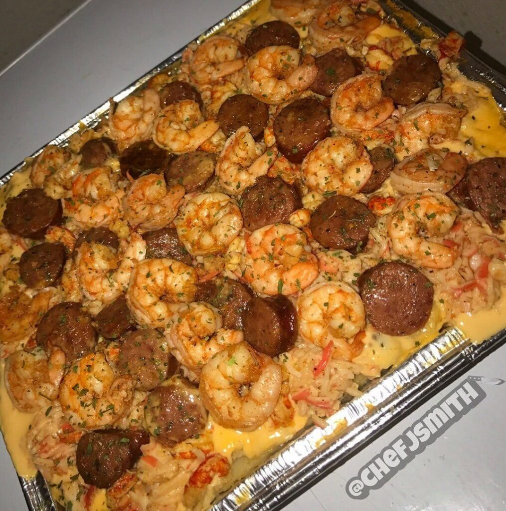 Seafood Loaded Potato Pan