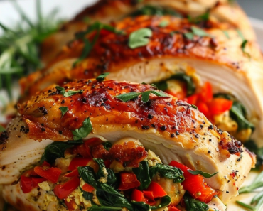Roasted Red Pepper Spinach Stuffed Chicken