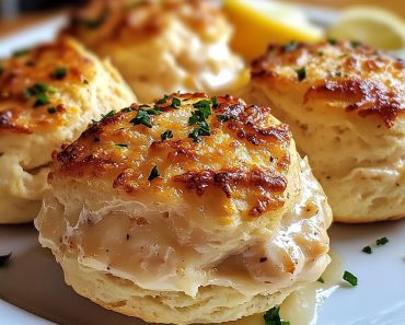 Crab Stuffed Cheddar Bay Biscuits with Lemon Butter Sauce